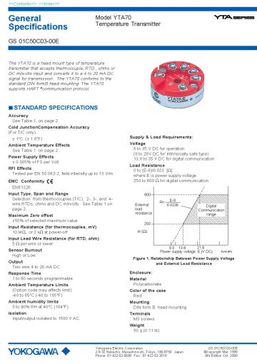 Yta70 Model YTA70 Temperature Transmitter – Amthailand